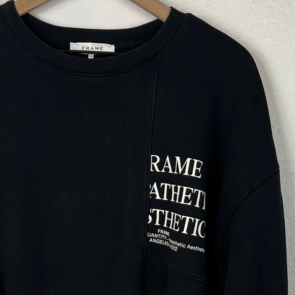 Frame Logo Print Pullover Sweatshirt Large - Picture 3 of 6